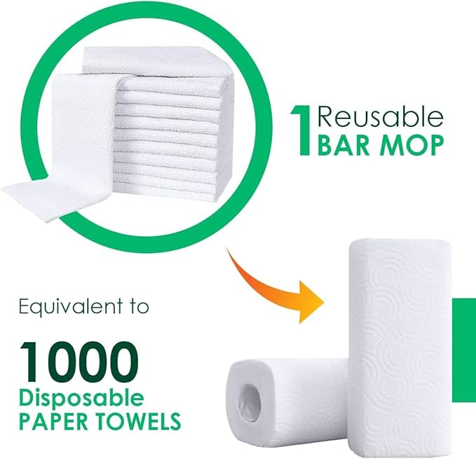 Avalon Towels Terry Bar Mop Towels (Value Pack of 72) Size 14x17 – Absorbent and Durable Multipurpose Cleaning Rags Cotton Cleaning Cloths Terry Cloth Rags Reusable Shop Rag (White)