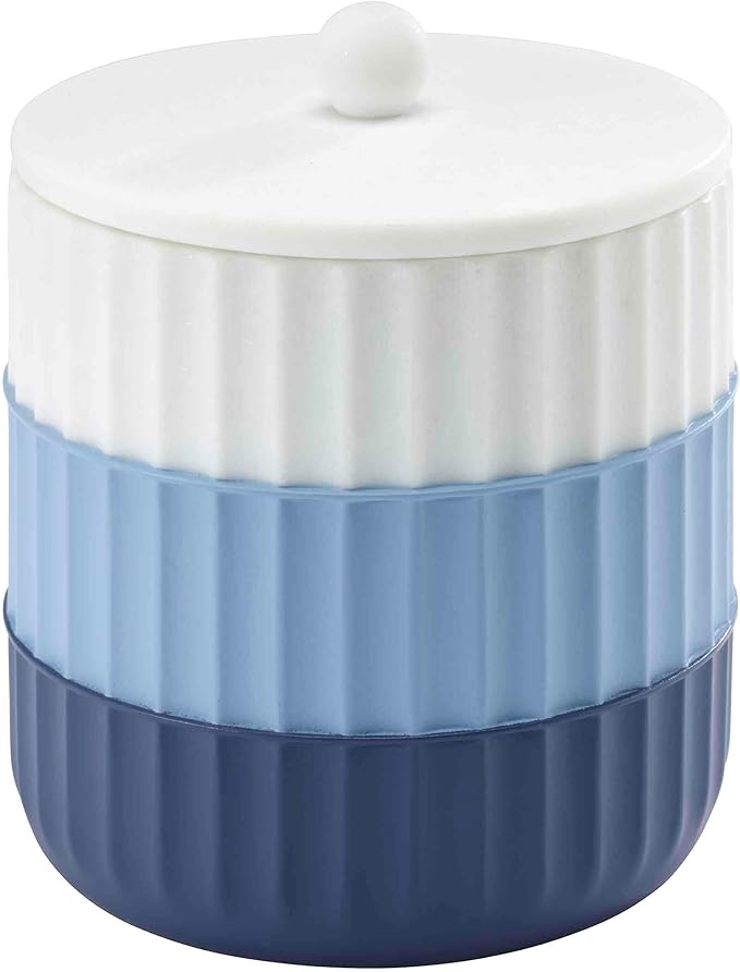 IZOD - Covered Jar Resin Countertop Accessories Dorm Room Essentials Striped Home Decor (Clubhouse Collection Blue)