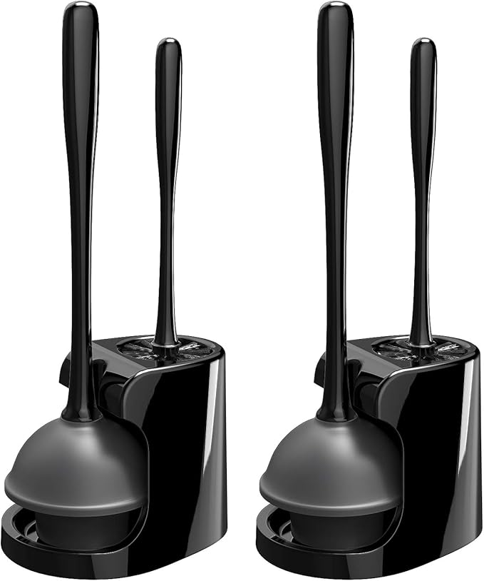 MR.SIGA Toilet Plunger and Bowl Brush Combo for Bathroom Cleaning Black 2 Sets