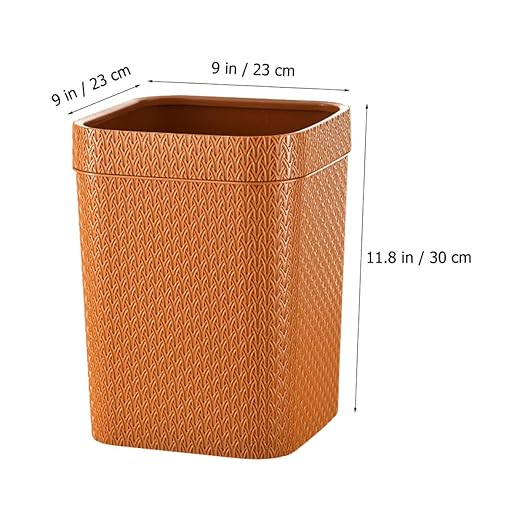 Woven Rattan Waste Basket Orange Trash Can Household Kitchen Garbage Container Open-Top Simple Style Nordic Bathroom Wastebasket for Office and Home Use