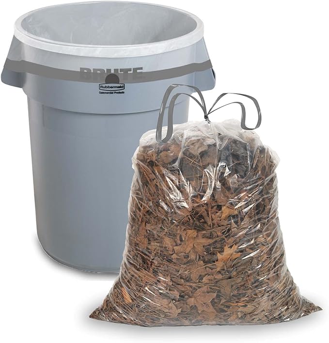 Ultrasac 39 Gallon 1.0 MIL Clear Drawstring Trash Bags - 33 x 40 - Pack of 70 - For Lawn &amp Leaf