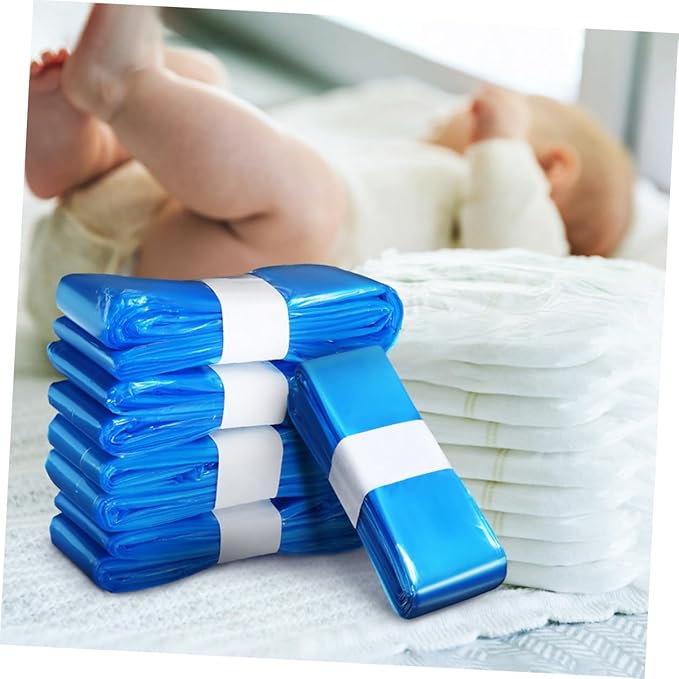 5 Rolls Thickened Pe Diaper Garbage Bags 260mm X 7m Blue Disposable Trash Bags for Nursery Diaper Pail