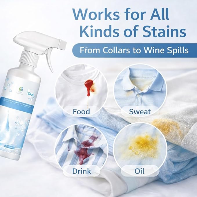Clothing Emulsifier - Effective Stain Remover &amp Fabric Conditioner Gentle on Fabrics Suitable for Sensitive Skin Helps Dissolve Stains from Oil Sweat Food and More (2PCS)