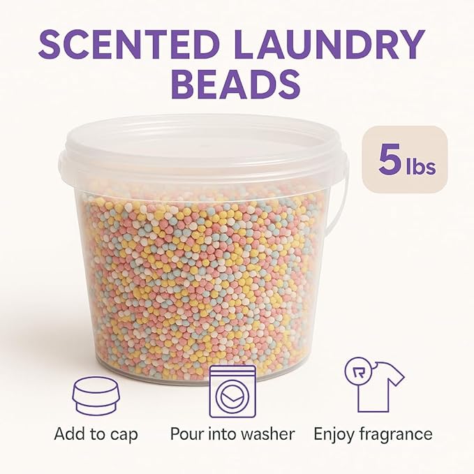 Fresh Scent Booster Laundry Beads Long-Lasting Fragrance Multi-Color Scented Beads for Clothes and Linens 5 Pounds Bulk Container