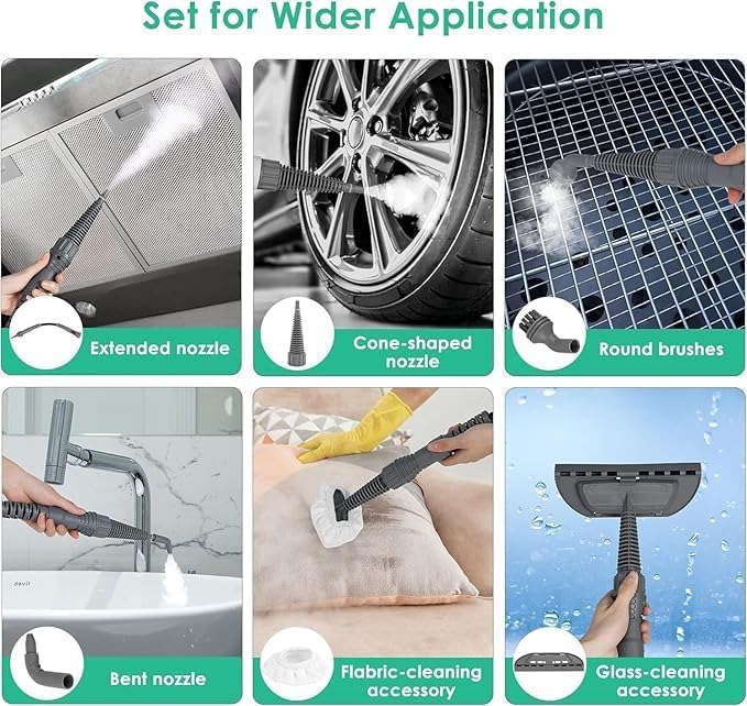 Steam Cleaner Handheld Portable Pressurized Steamer for Cleaning Multi-purpose Steamer with Several Accessories Deep Cleaning Steam Cleaner for Home Upholstery Grime Car Grout and Floor