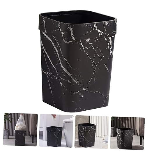 Angoily Square Waste Basket Marble Texture Capacity Plastic Garbage Container for Home Kitchen Bathroom and Office Decor