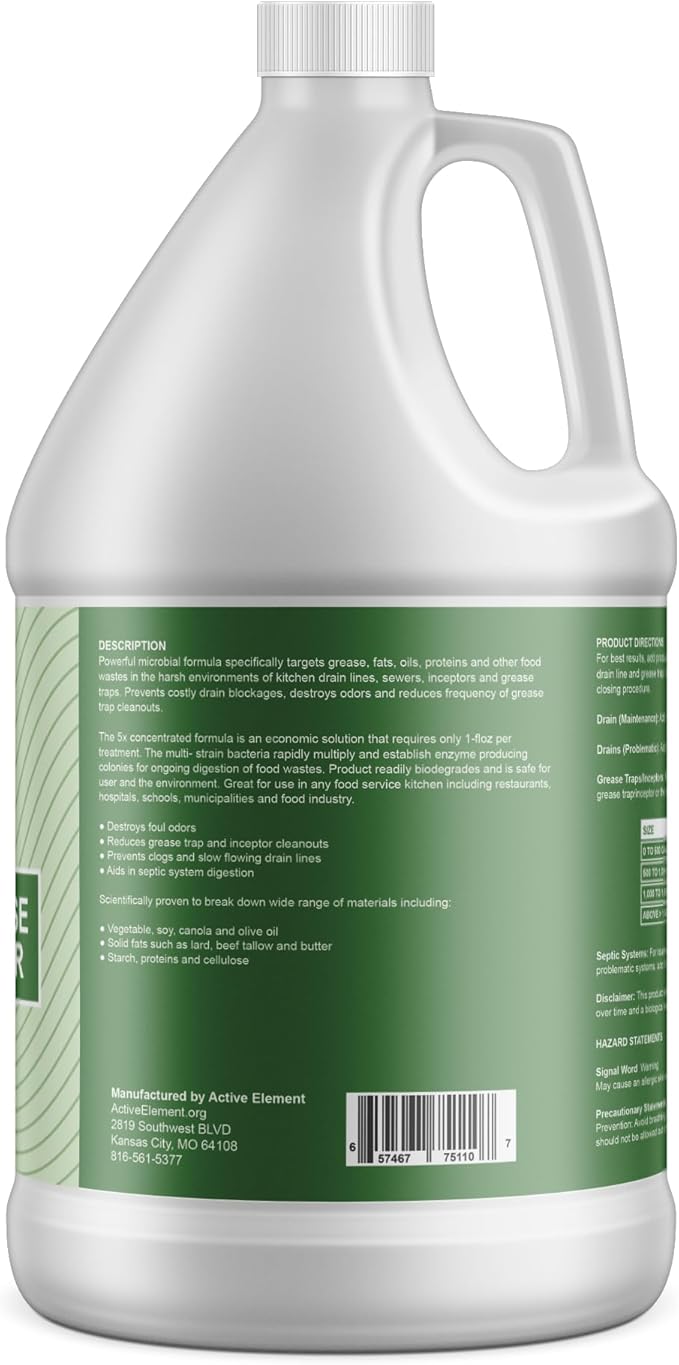 Drain and Grease Trap Maintainer- 2 Gallon (Contains 256 Treatments) - Biological Formula -Breaks Down Fats Oils and Grease - Grease Traps Drain Septic Systems and Sewers - Deodorizer