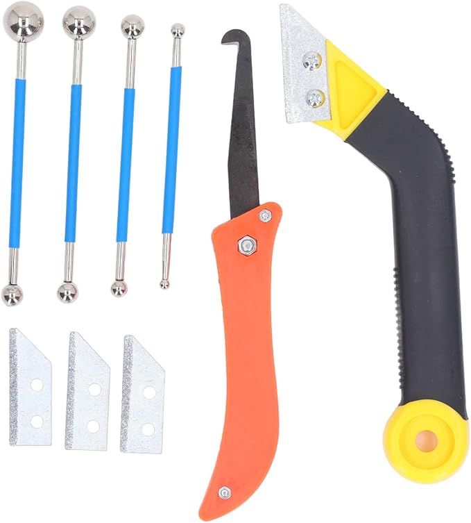 Caulking Tool Kit Angled Grout Saw Double Ended Ball Tiling Tool for Tile Joint Cleaning Filling