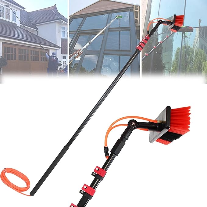 water fed pole kit window cleaning brush outdoor Window Cleaning Brush Equipment Kit Water/Hose Fed Pole Professional Window Cleaner With Extension PoleTelescopic Window Washing Equipment