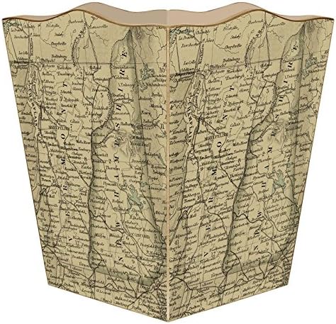 WB1823 - Vermont &amp New Hampshire Antique Map Wastepaper Basket