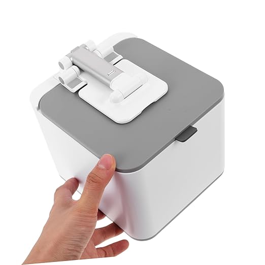 Trash Can with Phone Holder Mini Desktop Garbage Bin for Office Bedroom Kitchen and Travel Versatile and Portable Wastebasket for Compact Storage