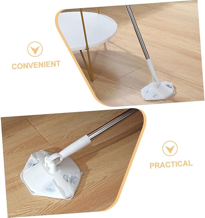 Rotating Dust Mop Flat Reusable Pads Dry Towel Corner Cleaning Triangle Mop Hardwood Floors Household Dust Removal Tool Easy Floor and Wall Cleaning