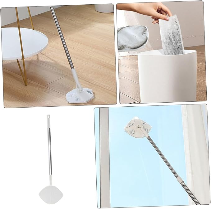 Rotating Dust Mop with Triangle Mop Pad and Electrostatic Face Towel for Hardwood Floors Household Dry and Wet Cleaning Set