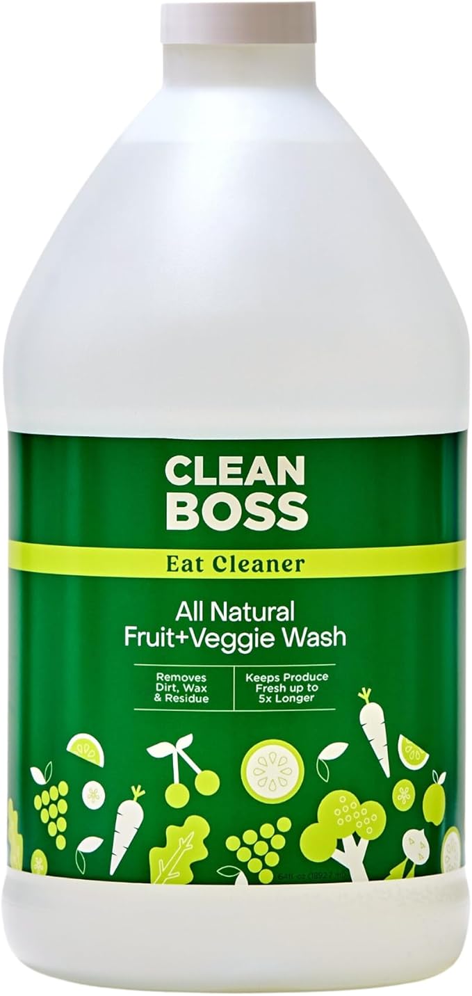 CleanBoss Eat Cleaner Triple-Action Fruit + Veggie Wash Refill - 64 oz - Removes Harmful Residue - Keeps Produce Fresh Up to 5X Longer - Vegan Gluten Free