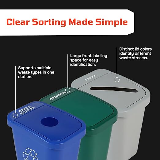 City Box 10 Gallon Waste Bin Trash Can with Lid for Residential Offices and Commercial Recycling - NYC Compliant- NYC Compliant - Black