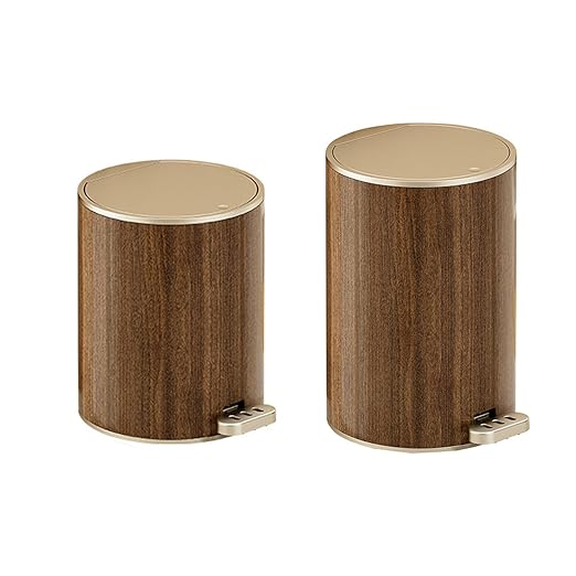 12L Elegant Wood Grained Trash Can with Large Capacity Sealed Trash Can with Lid for Home Or Office Use Large Capacity Garbage Bin