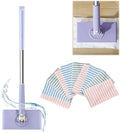 Saker Snap Grip Mini Mop 360° Swivel Head Lazy Mop for Floors &amp Walls Hands-Free Cloth Change Adjustable Handle for Wet/Dry Multi-Surface Cleaning (Purple+10*Cloth)