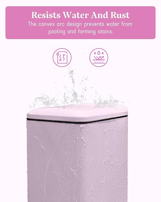 1.3 Gallon Trash Can with Removable Inner Bucket Pink Trash Can with Soft Close lid Stainless Steel Step Pedal Garbage Can for Bathroom Living Room
