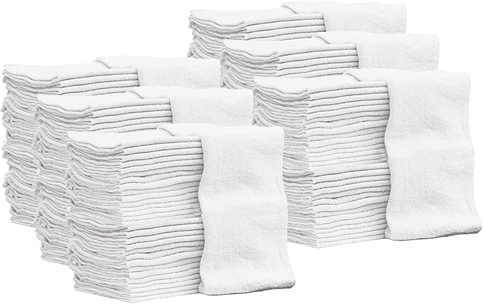 Nabob Wipers Auto Mechanic Shop Towels 500 Pack Bulk Shop Rags 100% Cotton Size 14x14 Commercial Grade (500 Pack White)