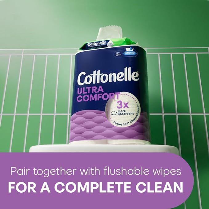 Cottonelle Ultra Comfort Toilet Paper with Cushiony CleaningRipples Texture 32 Family Mega Rolls = 144 Regular Rolls (8 Packs of 4)