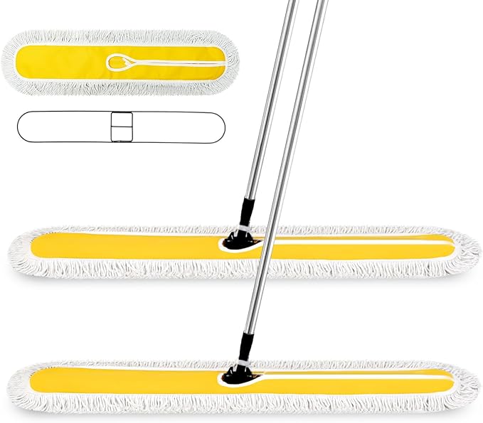 Suclain 2 Pack Dust Mop 43 36 Commercial Dust Mop Floor Sweeper Adjustable Sweeper Mop Dust Mops Industrial Mops Broom with Long Handle for Floor Cleaning Hardwood Tiles Marble Floors(43 Inch)