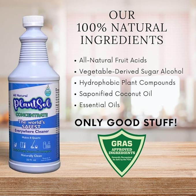 Plantsol 8X All Purpose Cleaner Concentrate Light Citrus 32oz Makes 8 Quarts All-Natural Plant-Based Multi-Surface Refill Eco-Friendly &amp Non-Toxic
