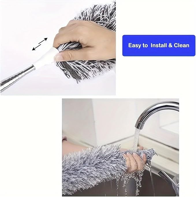 Multifunctional Retractable Duster with Bendable Head - Reusable and Washable for high Ceilings Furniture and car Cleaning(250cm)
