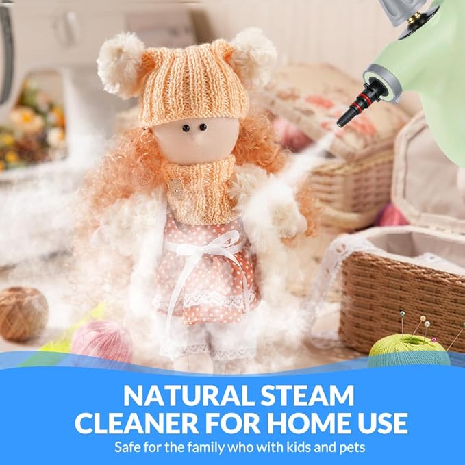 Handheld Pressurized Steam Cleaner with 12 pcs Accessories Portable Steamer for Cleaning Steam Cleaner for Home Use Steamer for Cleaning Car Furniture Floor Upholstery Grout and Tile Green