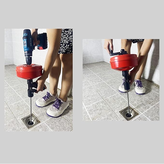 iDili 10M Household Hand Crank Sewer Unblocking Machine Toilet Unclogger Kitchen Floor Drain 20-75MM Pipe Blockage Dredging Machine