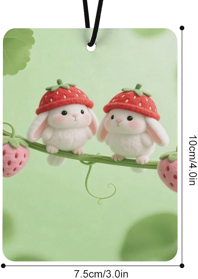 5PCS Car Air Freshener Hanging Personalized Double Sided Strawberry Chicks Car Fresheners Long Lasting New Cars Scents Cute Automotive Freshies for Closets Drawers (tea)