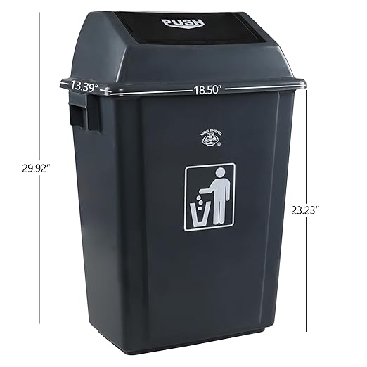4 Packs 18 Gallon Large Commercial Trash Can Kitchen Waste Bin with Lid Plastic Tall Garbage Can Outdoor 30 High