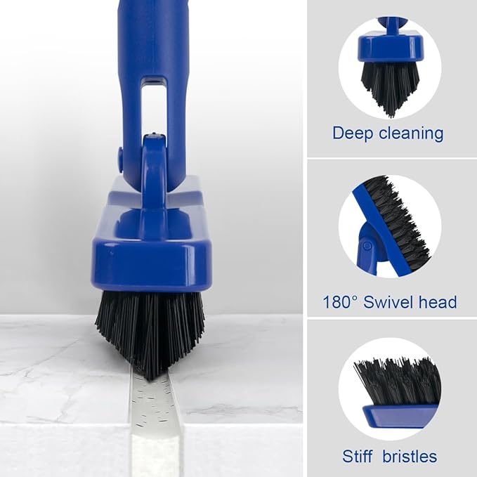 CELOX Grout Brush with Long Handle Tile Grout Cleaner Brush for Tile Floors for Shower Tile for Cleaning Grout Blue