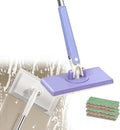 Lazy Mop Snap Grip Mini Mop Automatic Cloth Clip and No Wash Mops Reusable Clip Mopping Stick Disposable Dust Mop with 4 Reusable Cloths Zero Touch Mini Mopping for Wall Door Window (Purple)