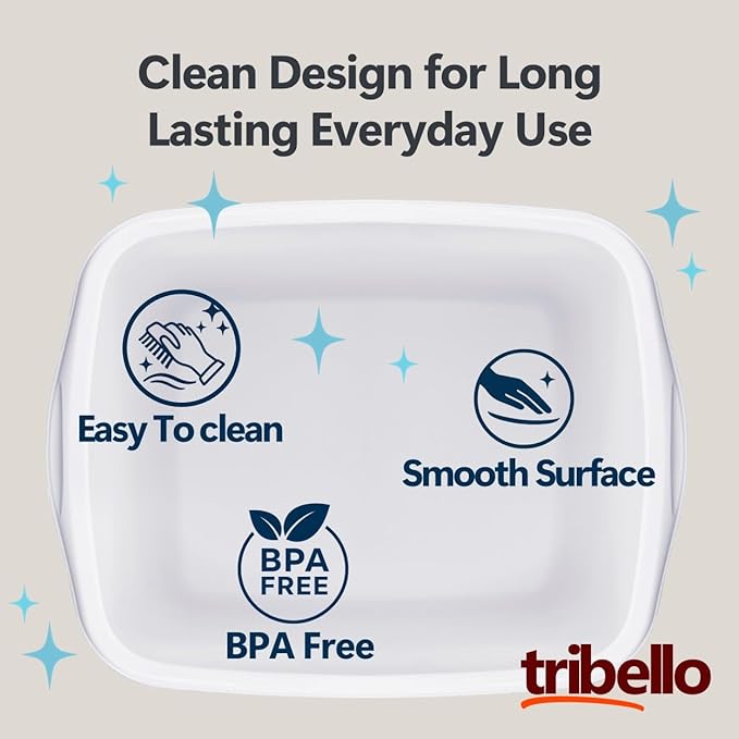 Tribello 2-Pack Dish Pans for Kitchen Sink Plastic Tub Dishpan Wash Basin and Foot Bath for Soaking Feet Wash Bucket for Washing and Storage Cleaning Supplies - 12 Quarts - Heavy Duty - (White)