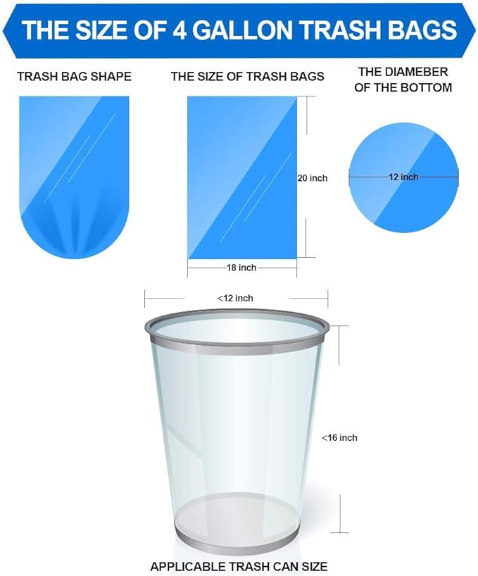 FORID Small Trash Bags - 2.6 Gallon Garbage Bags and 4 Galllon Wastebasket Liners - 300 Count in 10 Rolls 5 Color - Durable For Office Home Bedroom Car - 10 Liters &amp 15 Liters