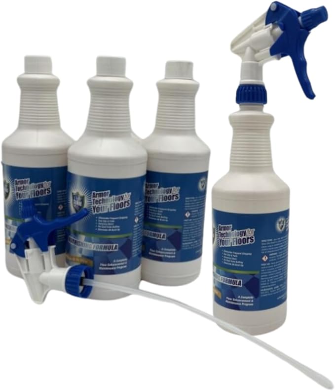 UltraShield Ready To Use (RTU) - High-Gloss Floor Finish Scratch-Resistant Slip-Reducing Dust-Free Spray Bottle - Includes 2 Heavy Duty Spray Triggers Case of (12 x 32 oz)