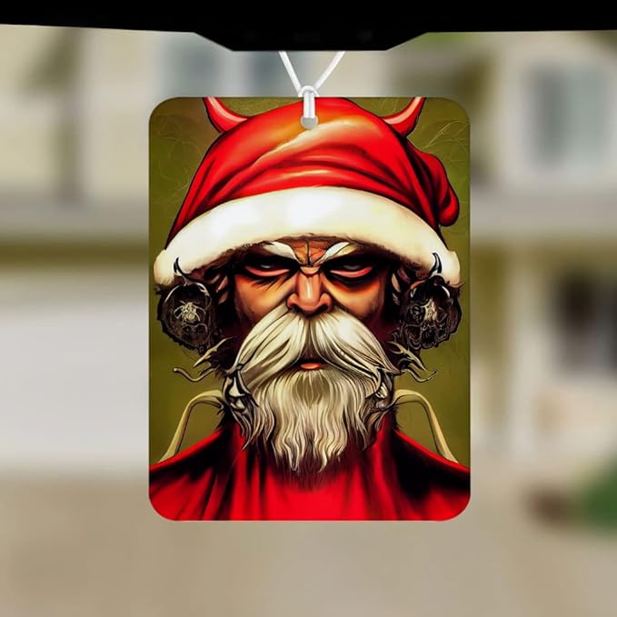 Santa Car Freshener Set of 6 - Demon Car Air Freshener - Christmas Themed Air Freshener for Car