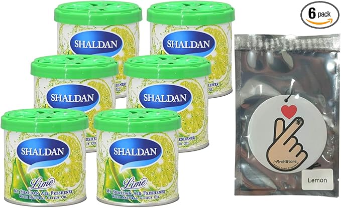 My Shaldan V8 Air Freshener Lime Scent (D41LI) - Quantity 6 Cans and YirehStore Finger Heart Hanging Freshener