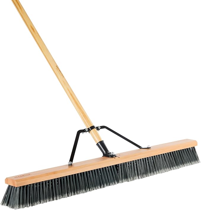 Restaurantware-BROOM HEAD ONLY: Clean Tek Professional 36-Inch Broom Head 1 Heavy-Duty Push Cleaning Tool - Handle And Brace Sold Separately Medium Plastic Bristles Wooden Commercial Use