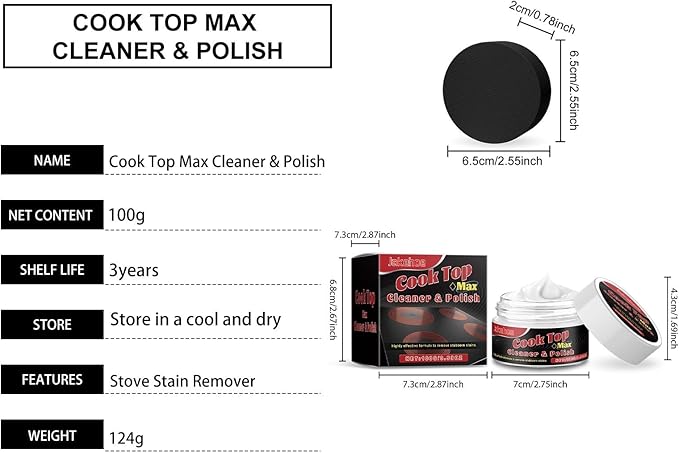 Powerful Stove Cleaner Paste - Degreaser For Kitchen Ovens Cooktops &amp Range Hoods - Removes Grease Grime &amp Burnt-On Residue Safely(3PCS)