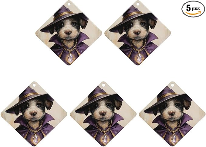 5PCS Car Air Freshener Hanging Personalized Double Sided Wizard Pup Car Fresheners Long Lasting New Cars Scents Cute Automotive Freshies for Closets Drawers (tea)