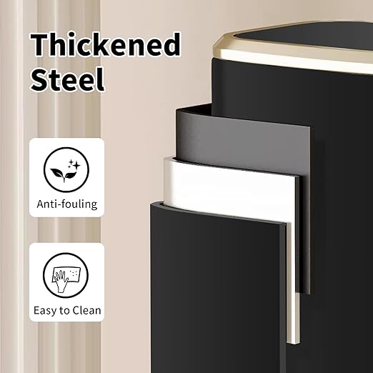 Stainless Steel Bathroom Trash Can with Swing Lid4gallon Small Metal Garbage can Trash Bin Wastebasket for Office Bedroom Living Room (Black Gold)