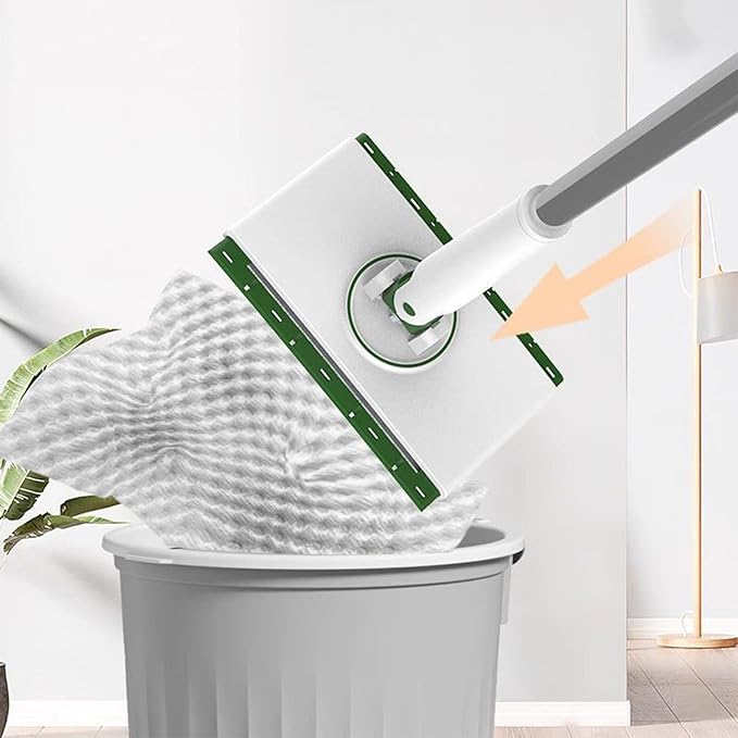 Clamp Mop with 4 Cloths 1Set Clip Wet Wipes Mop Floor Cleaning Supplies Lightweight for Kitchen Bathroom and Living Room