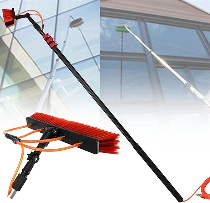 Water Fed Telescopic Washing Brush Window Glass Wall Cleaning Extension Pole Extendable Cleaner Brush Tools for Cleaning Photovoltaic Panel Conservatory Roof