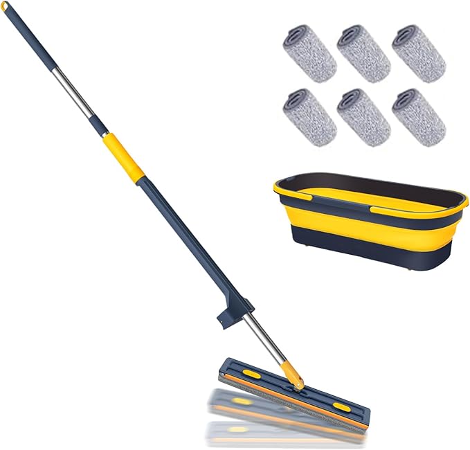 Bedroom Floor Cleaner - Flat Mop Garage Cleaning Mops | Scraper Floors Cleanings Tool Large Flats Mopss with Long Handle Garrage Cleaniings Mopp for Hardwood Tile Carpet Bathroom Garages Apartment