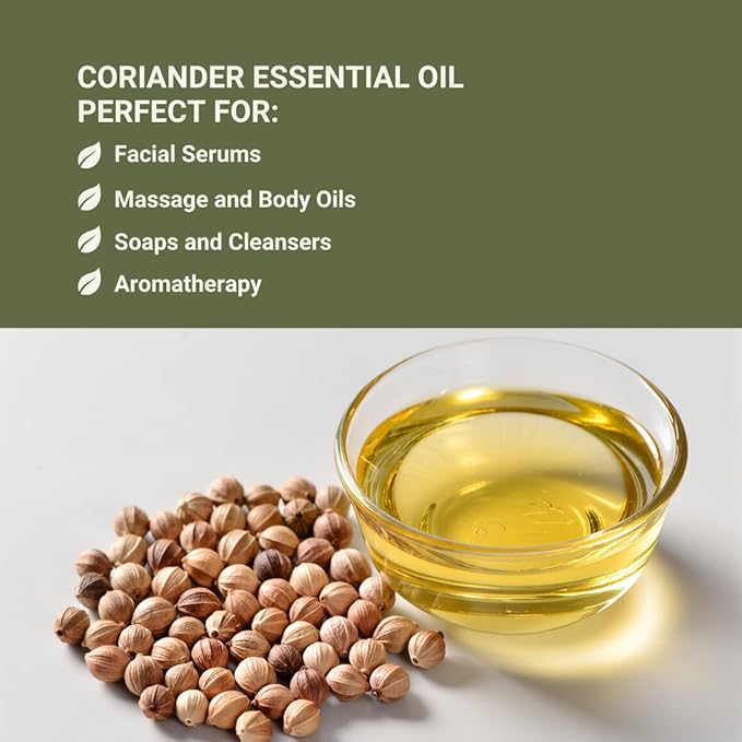 Coriander Essential Oil - Direct from Bulgarian Balkan Mountains - Steam Distilled - Aceite Cilantro for Aromatherapy Massage Diffuser DIY Candle and Soap Making - 2lbs