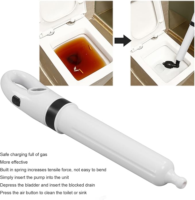 Toilet Plunger Drain Unblocker High Pressure Air Drain Blaster Kit Manual Pneumatic Dredge Equipment for Kitchen Bathroom Clogged Pipe