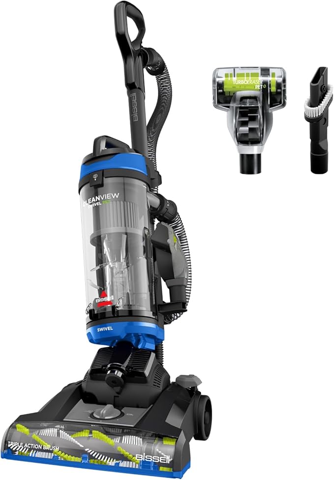 Bissell CleanView Swivel Vacuum with Triple Action Brush Roll Swivel Steering Extension Wand Easy-Empty Dirt Tank Multi-Cyclonic Suction System New 2024 Model
