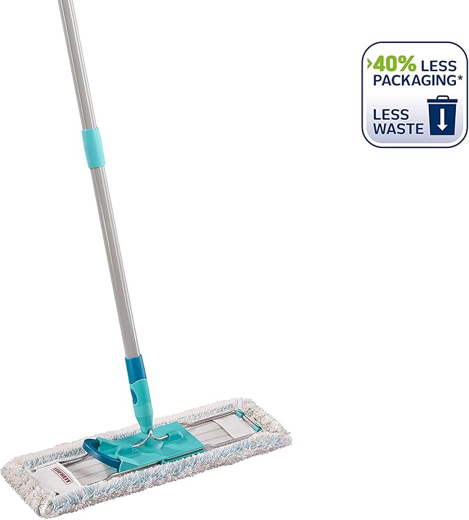 Leifheit Profi XL Cotton Plus Flat Mop with 146 cm Handle 42 cm Large Flat Floor Mop Head 360° Universal Joint for Easy Steering Highly Absorbent for Stone and Tile Floors