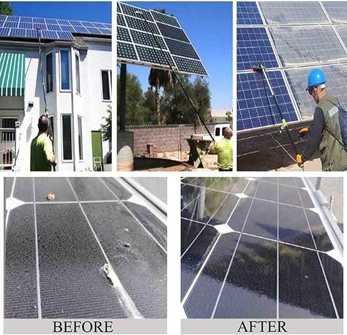 Foot Window Cleaning Pole Water Hose Fed Pole Window Cleaning Brush Equipment Water Fed Cleaning Photovoltaic and Solar Panels30cm Brush Head6m/19.6FT